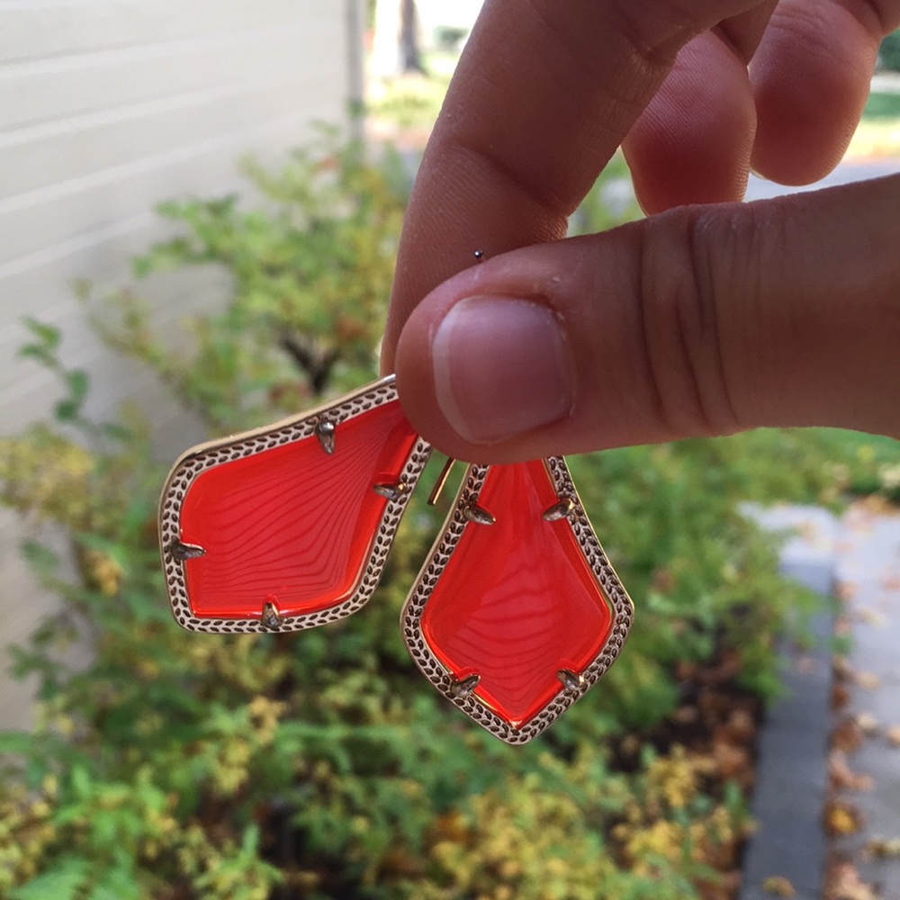 Kendra Scott Red-Orange Drop Earrings - Picture 6 of 6